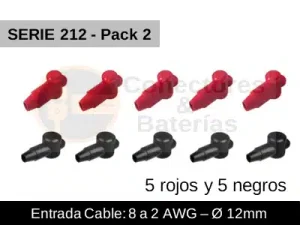 Protectores VTE 212 pack 10 para cable 10A- 2AWG Fundas protectoras para terminal de bateria - pack rojo y negro